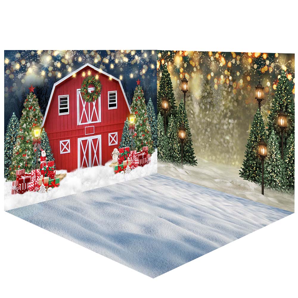 Avezano Red Barn Photography Backdrop Room Set-AVEZANO